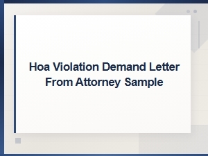 Sample Hoa Violation Demand Letter From an Attorney